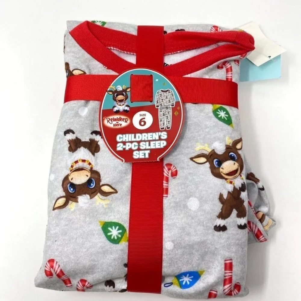 Reindeer in Here Gift Set Book, Plush, 2 Piece Pajama Sleep Set Sz 6